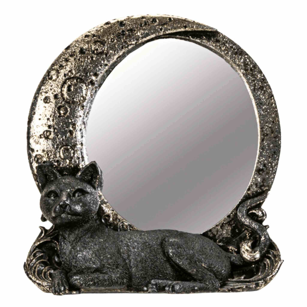 Cat on Moon Mirror | | Wiccan Center