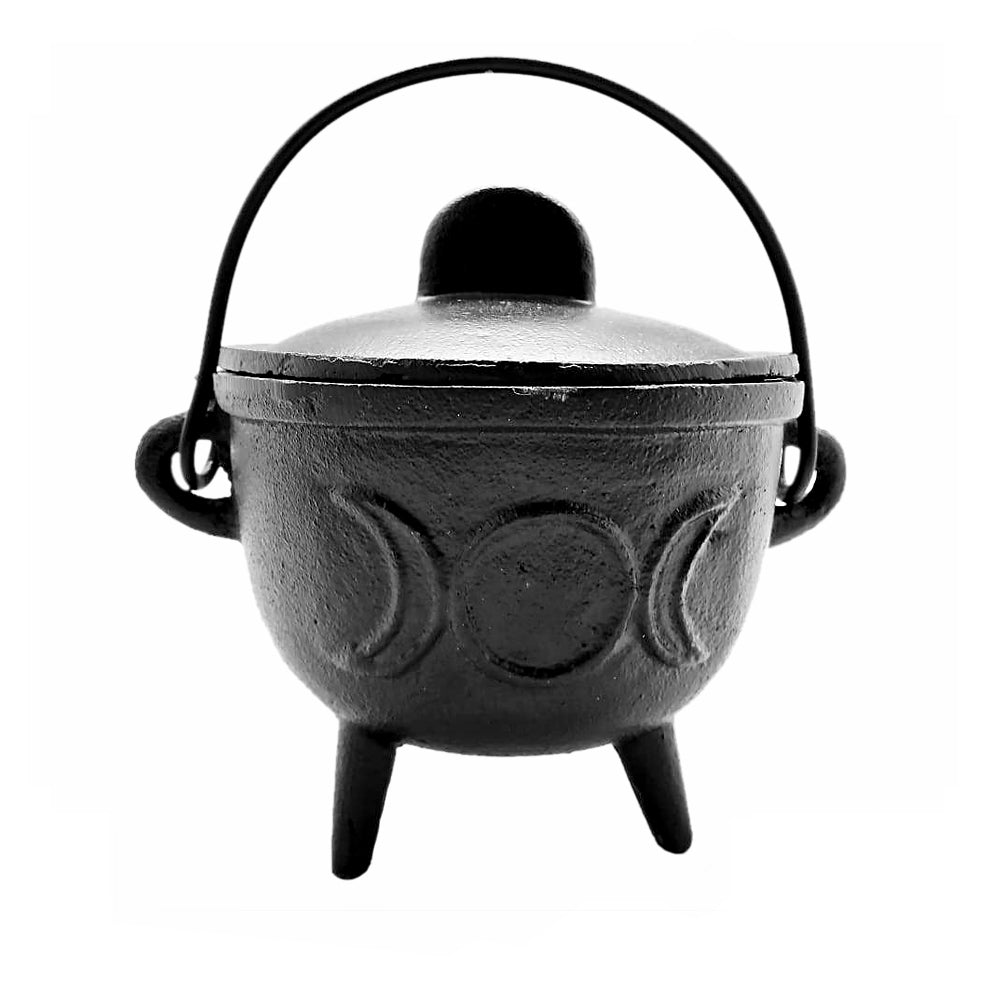 Cast Iron Cauldron - Triple Moon 4.5" | Cauldrons | Wiccan Center