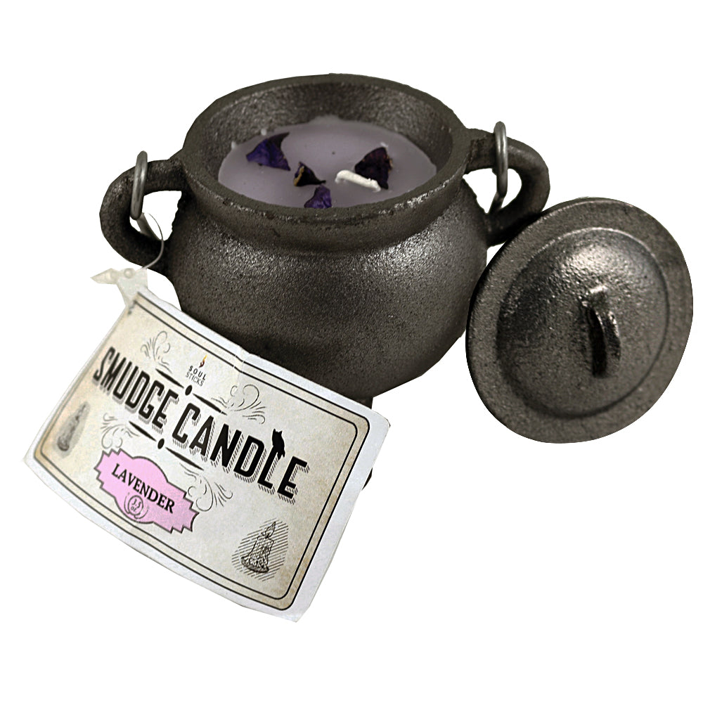 Lavender Smudge Candle in Cast Iron Cauldron | Candle | Wiccan Center