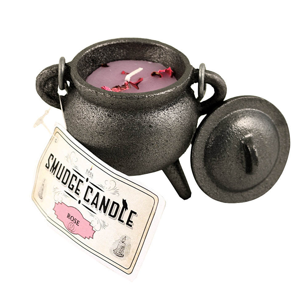 Rose Smudge Candle in Cast Iron Cauldron | Candle | Wiccan Center