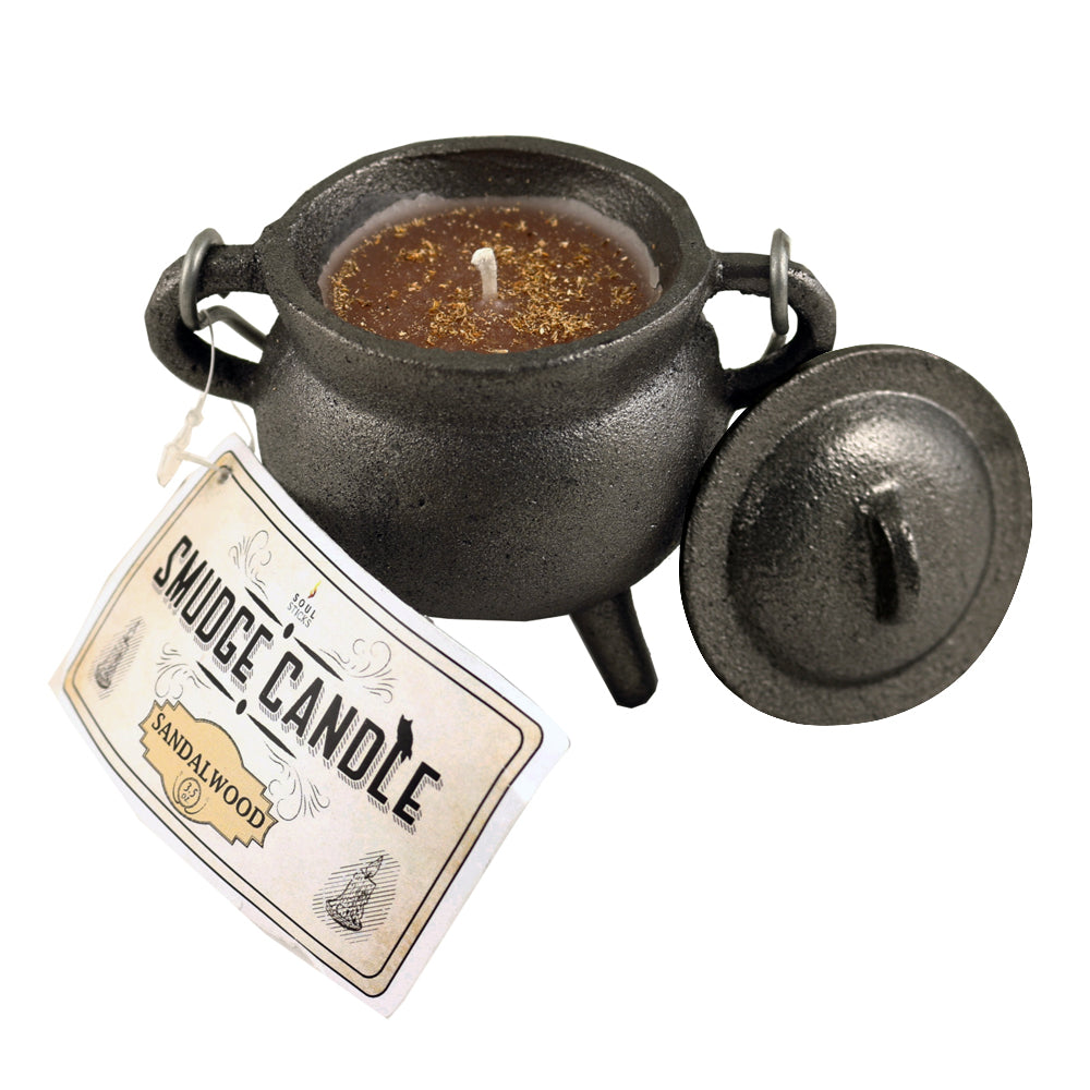 Sandalwood Smudge Candle in Cast Iron Cauldron | Candle | Wiccan Center