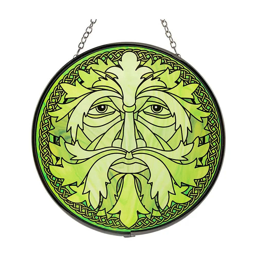 Celtic Green Man Glass Suncatcher | Figurine | Wiccan Center
