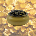 Ceramic Incense Burner Bowl with Lid - Yellow - 3.75"