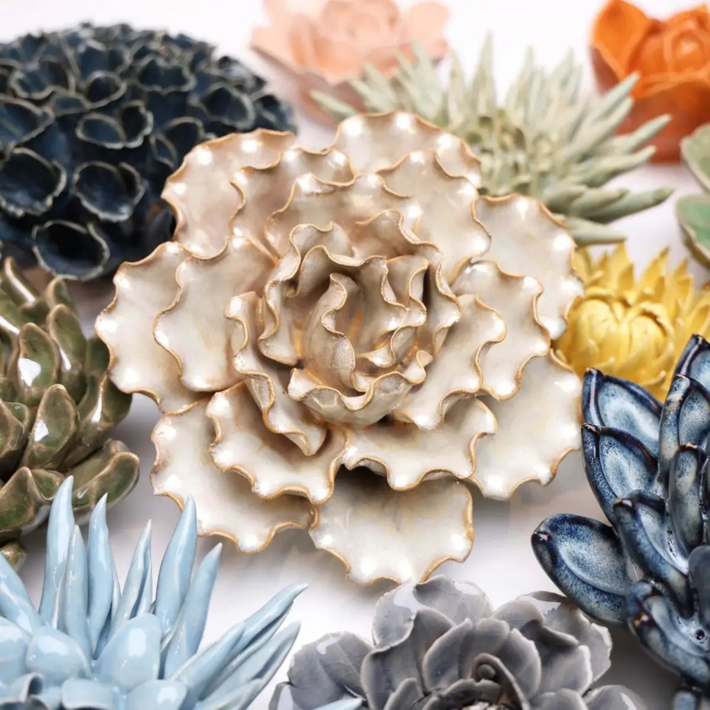 Ceramic Flower Wall Art Lettuce Pearl 6: Sea Lettuce Large Pearl | Object | Wiccan Center