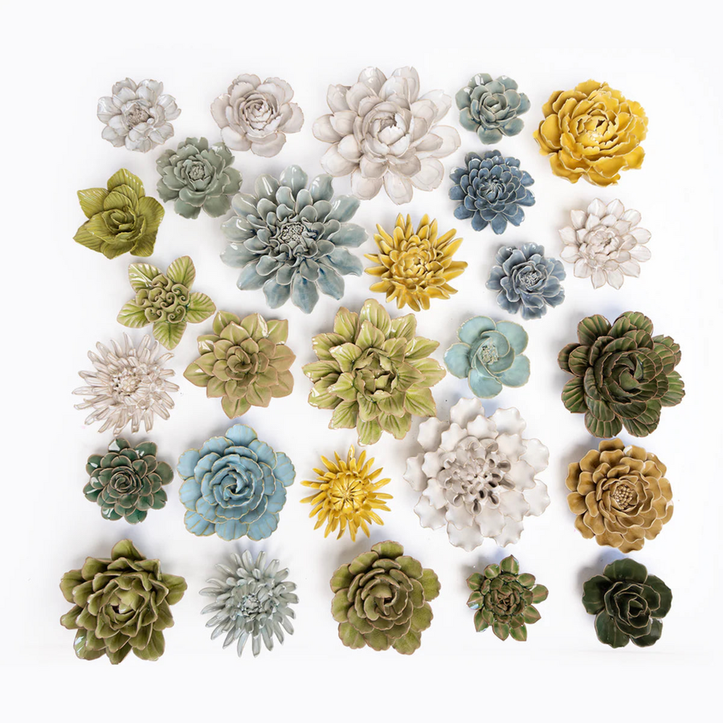 Ceramic Flower Wall Art Flower: Large Flower Green 6"