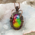Chakra Agate Wire Wrap Crystal Pendant - Energy Balance