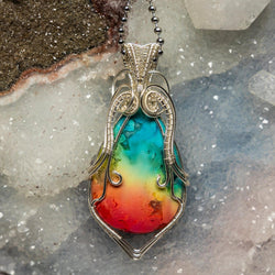 Chakra Agate Wire Wrap Pendant 2.75 Inch | Wire Wraps | Wiccan Center