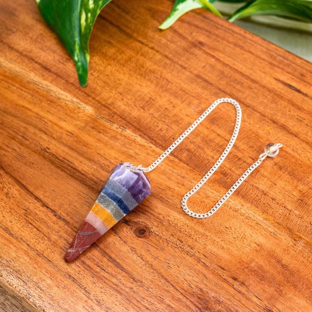 7 Chakra Faceted Pendulum | | Wiccan Center