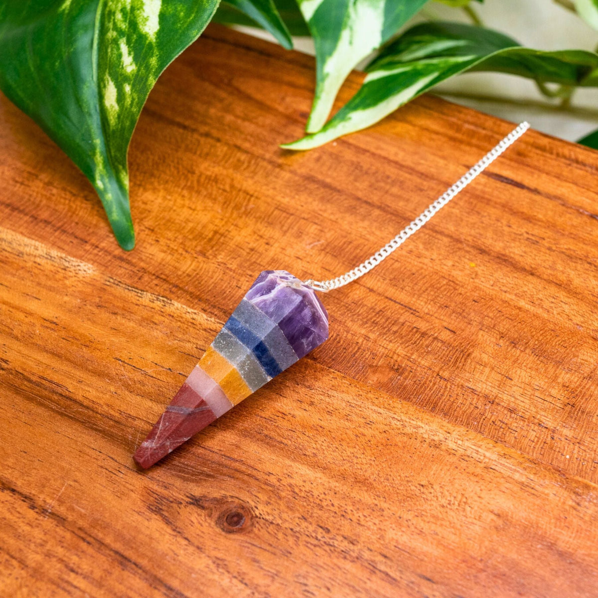7 Chakra Faceted Pendulum | | Wiccan Center
