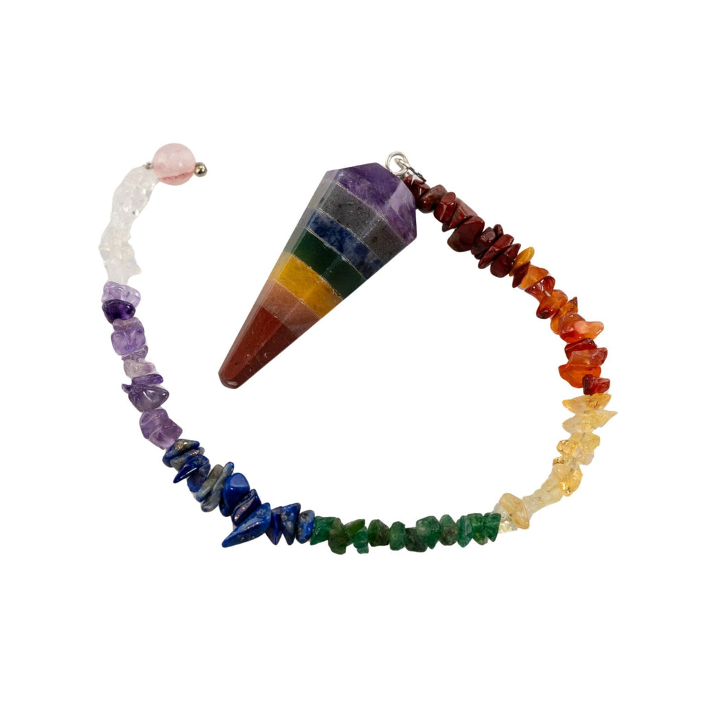 7 Chakra Faceted Pendulum with 7 Chakra Chip Chain | Religious Items | Wiccan Center