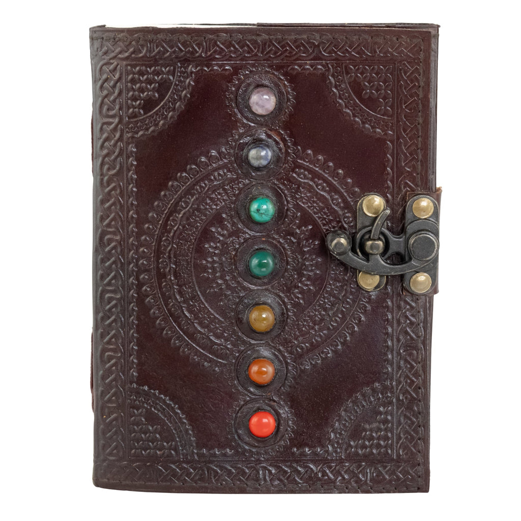 7 Chakra Stone Leather Journal | Notebooks & Notepads | Wiccan Center