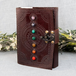 7 Chakra Stone Leather Journal | Notebooks & Notepads | Wiccan Center