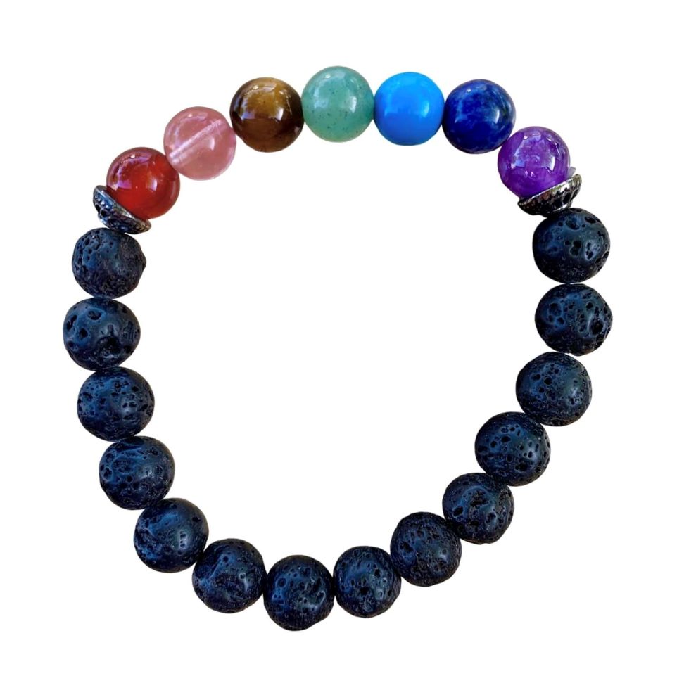 Black Lava Chakra Bracelet 8 mm Round Beads | Bracelets | Wiccan Center
