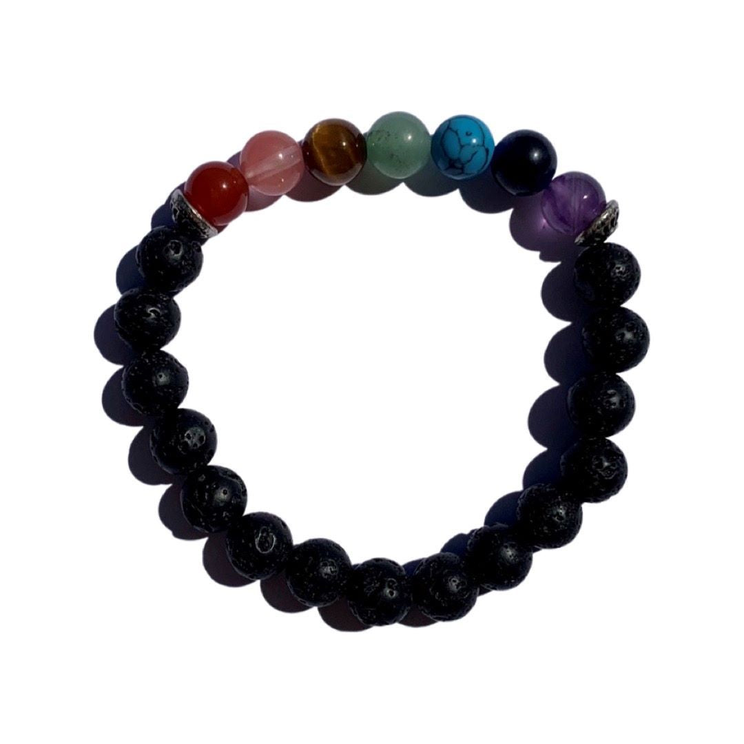 Black Lava Chakra Bracelet 8 mm Round Beads | Bracelets | Wiccan Center
