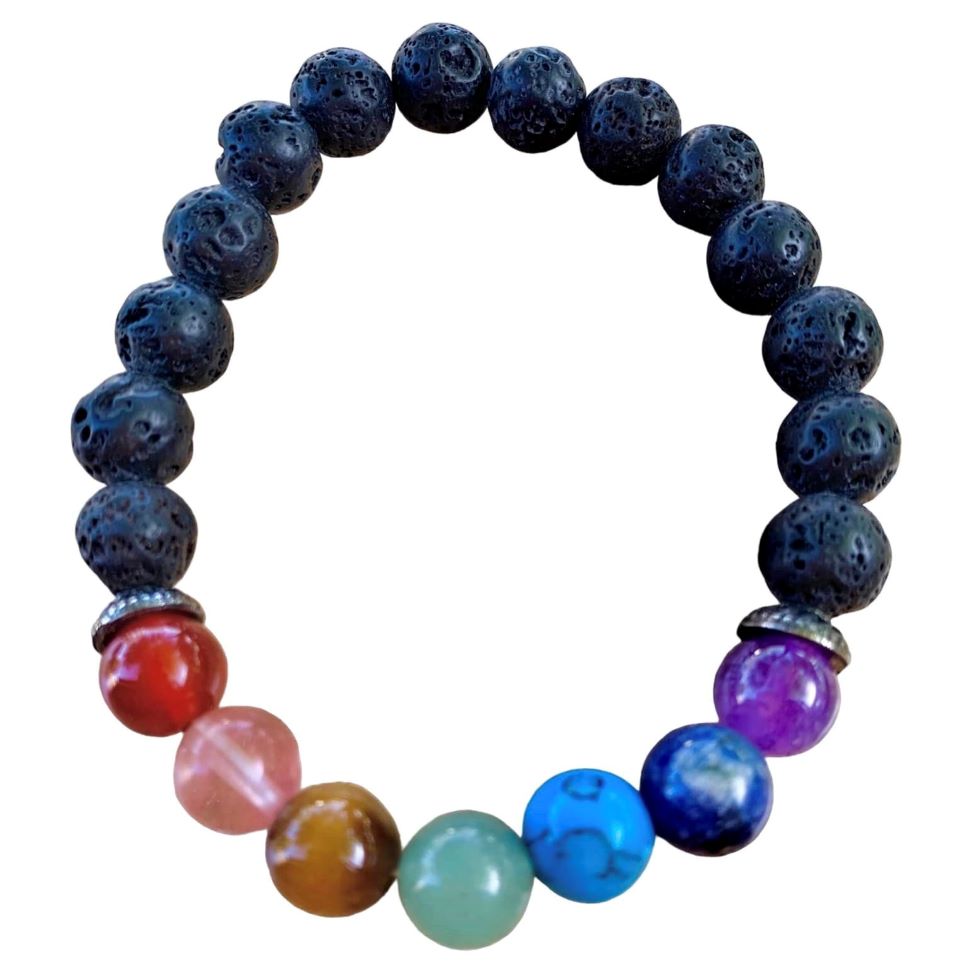 Black Lava Chakra Bracelet 8 mm Round Beads | Bracelets | Wiccan Center
