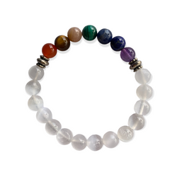 Selenite Chakra Bracelet 8 mm Round Beads | | Wiccan Center