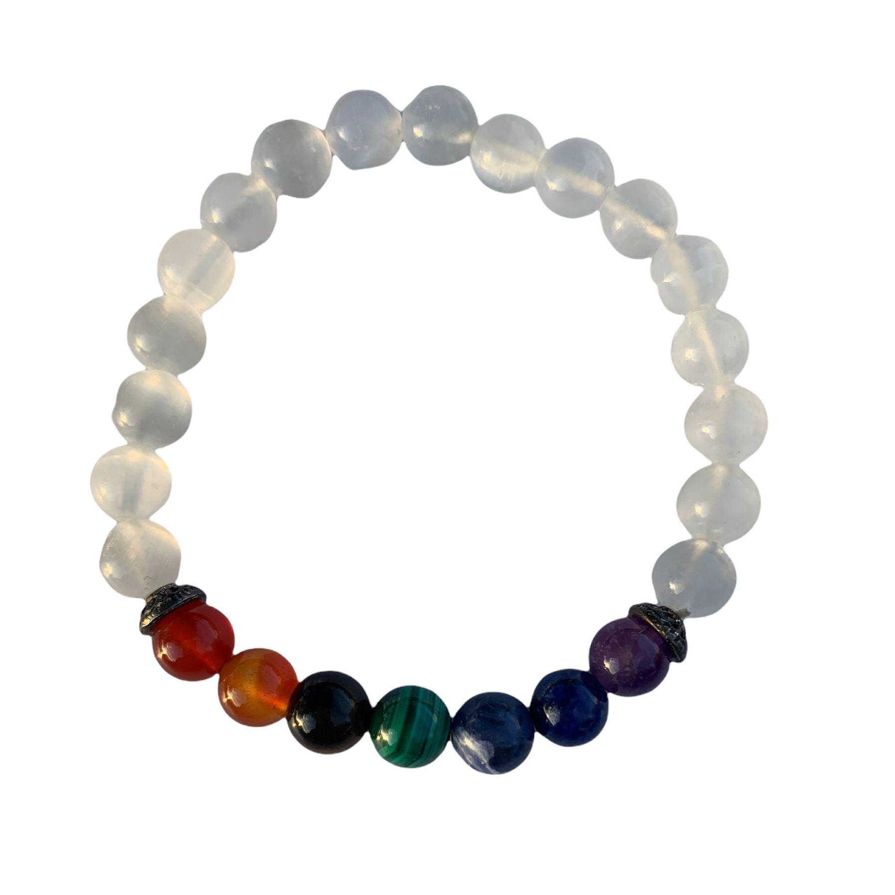 Selenite Chakra Bracelet 8 mm Round Beads | | Wiccan Center