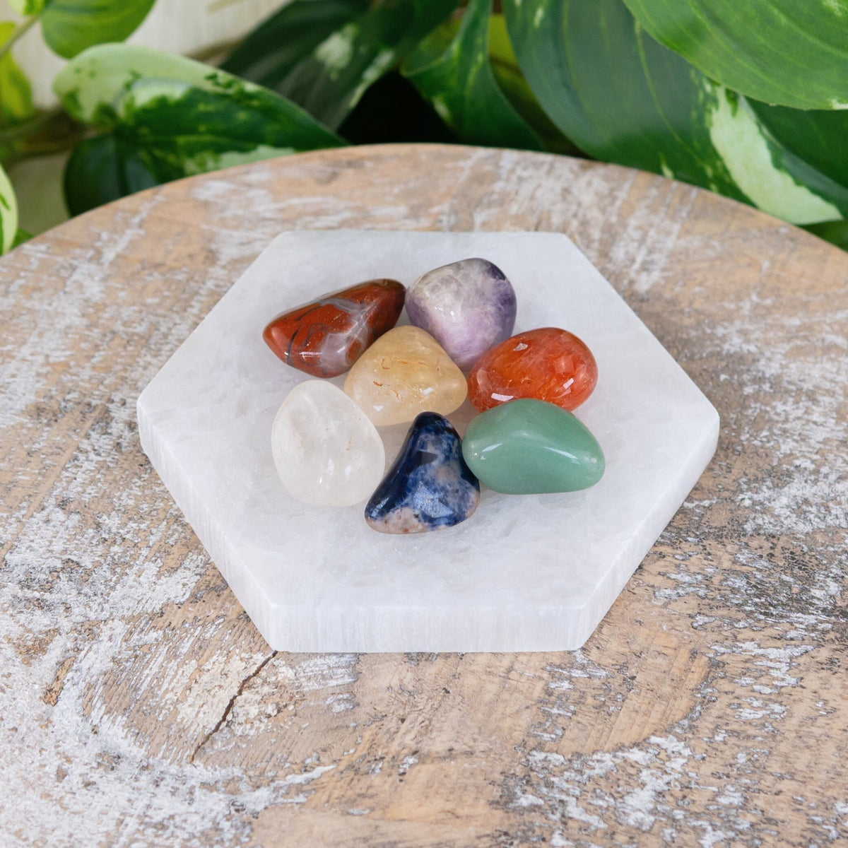 Chakra Stone Set With Hexagon Charging Plate | Religious Altars | Wiccan Center