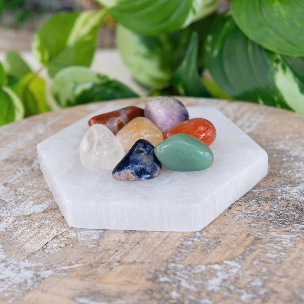 Chakra Stone Set With Hexagon Charging Plate | Religious Altars | Wiccan Center