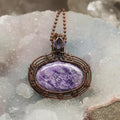 Charoite Wire Wrap Pendant 2 Inch