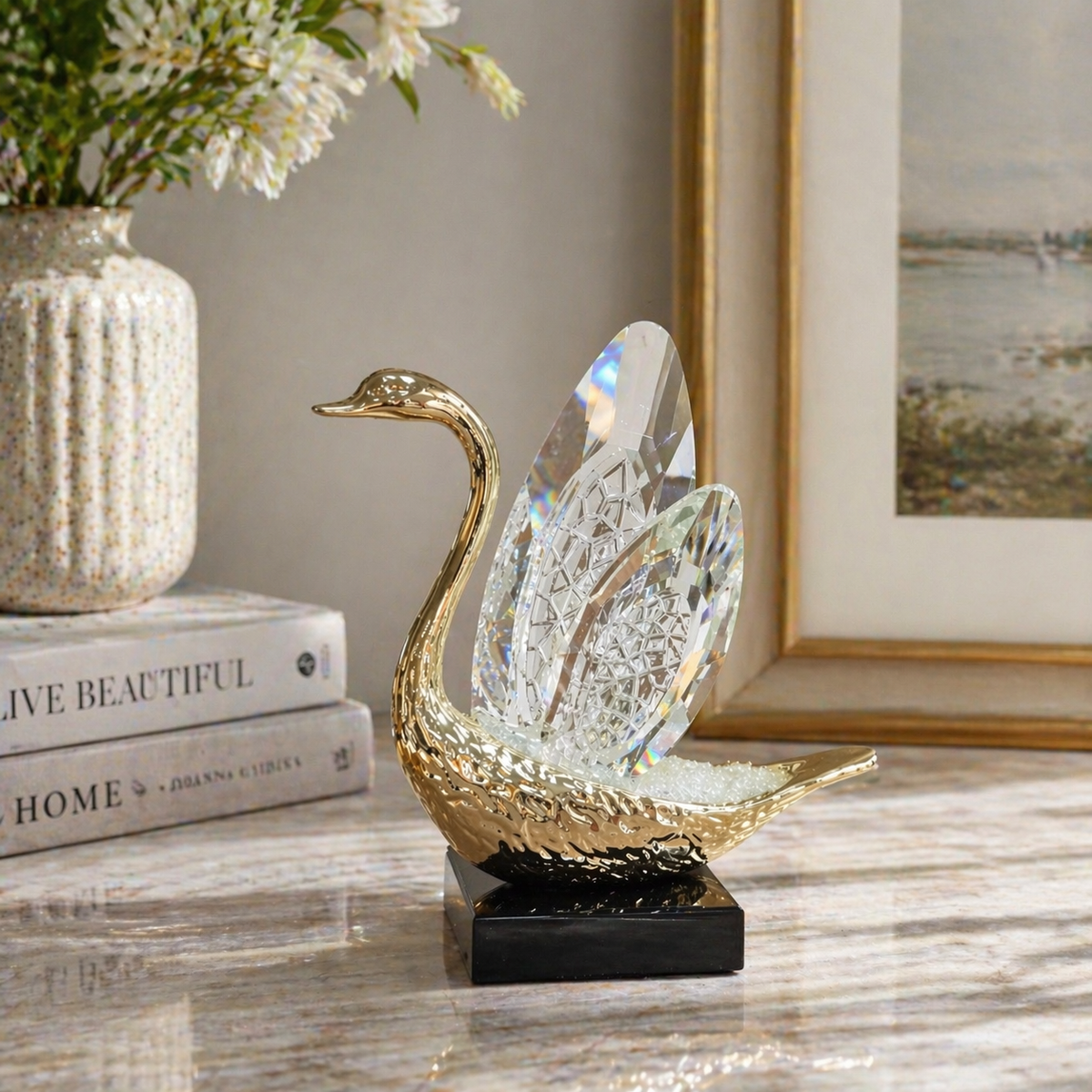 Crystal Glass Swan Decor | | Wiccan Center