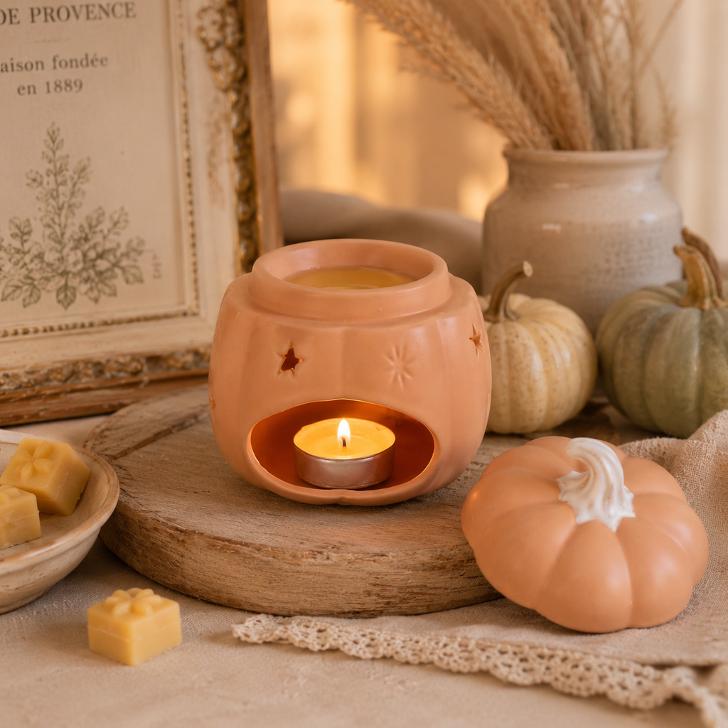 Ceramic Starry Pumpkin Wax Warmer | Fall Tealight Tart & Oil Burner | Wax Melt Warmer | Wiccan Center