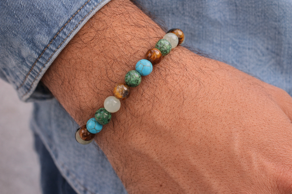 Anxiety Relief & Balance Bracelet – Multicolor Natural Stones for Calm, Clarity & Communication | | Wiccan Center