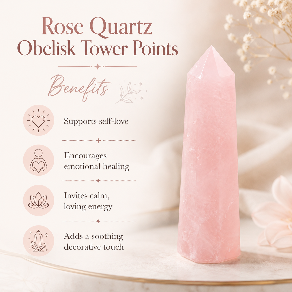Rose Quartz Tower Point (Self-Love and Friendship)