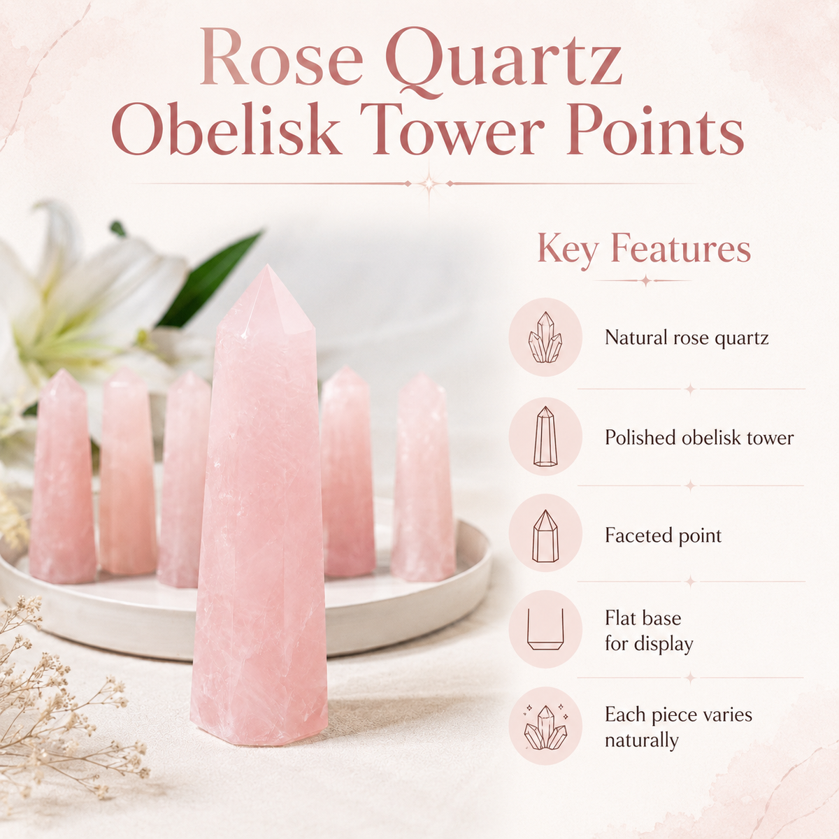 Rose Quartz Tower Point (Self-Love and Friendship)
