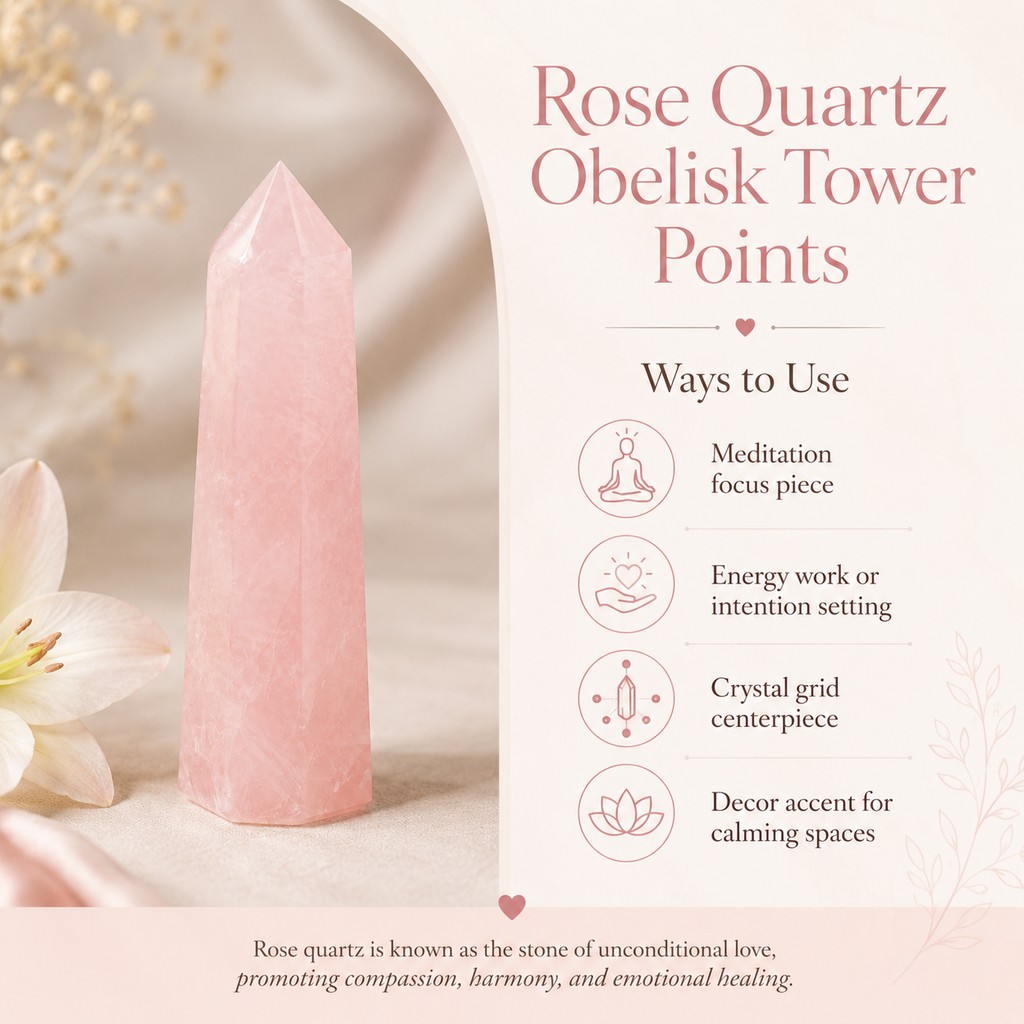 Rose Quartz Tower Point (Self-Love and Friendship)