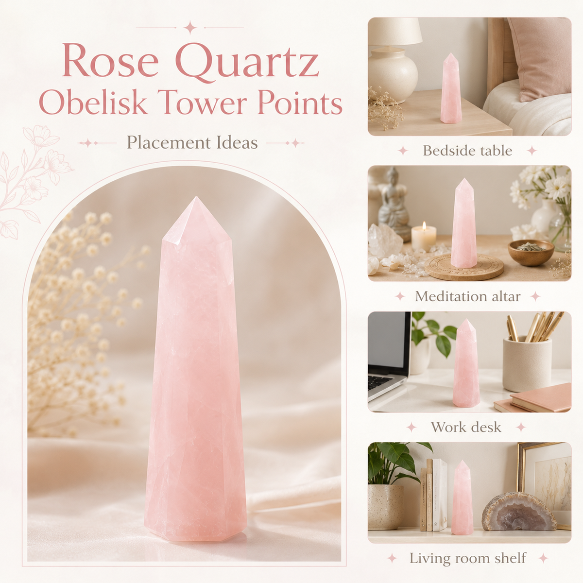 Rose Quartz Tower Point (Self-Love and Friendship)