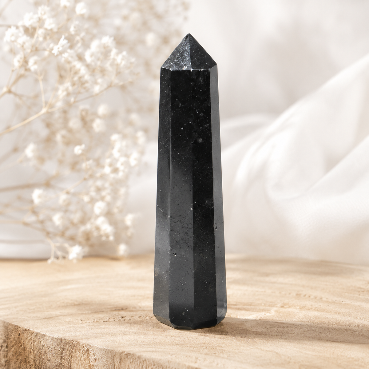 Black Shungite Tower Point (Purification and Inflammation) | Obelisks & Pencils | Wiccan Center