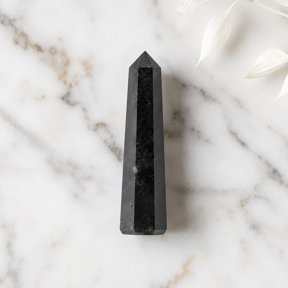 Black Shungite Tower Point (Purification and Inflammation) | Obelisks & Pencils | Wiccan Center