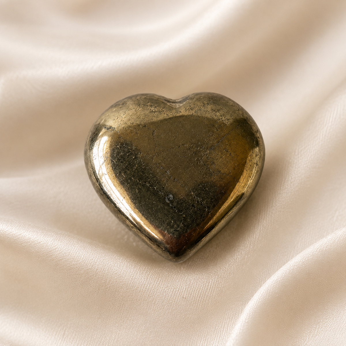 Pyrite Heart Crystal, Puffy Mini 1 Inch Pocket Crystal Heart
