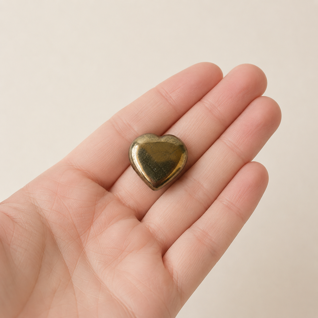 Pyrite Heart Crystal, Puffy Mini 1 Inch Pocket Crystal Heart | Hearts | Wiccan Center