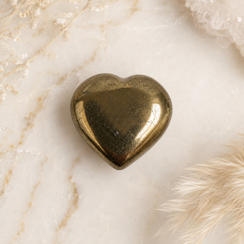 Pyrite Heart Crystal, Puffy Mini 1 Inch Pocket Crystal Heart | Hearts | Wiccan Center