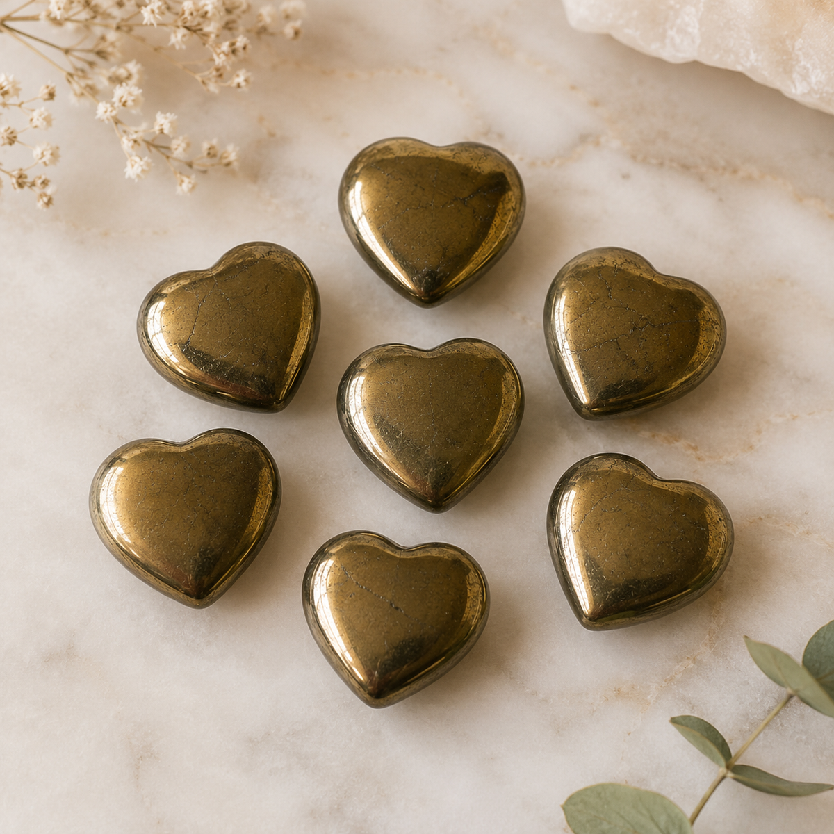 Pyrite Heart Crystal, Puffy Mini 1 Inch Pocket Crystal Heart | Hearts | Wiccan Center