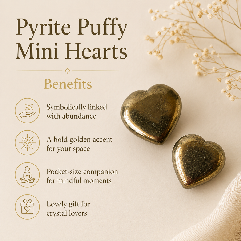 Pyrite Heart Crystal, Puffy Mini 1 Inch Pocket Crystal Heart | Hearts | Wiccan Center