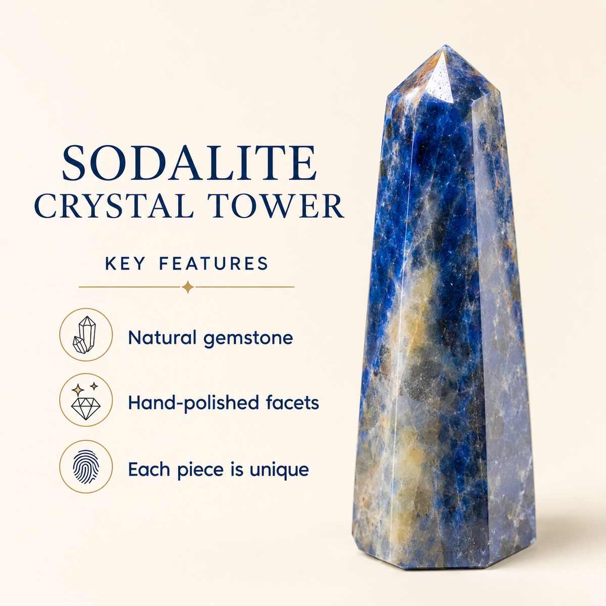 Sodalite Tower Point (Self-Esteem and Self-Acceptance) | Obelisks & Pencils | Wiccan Center