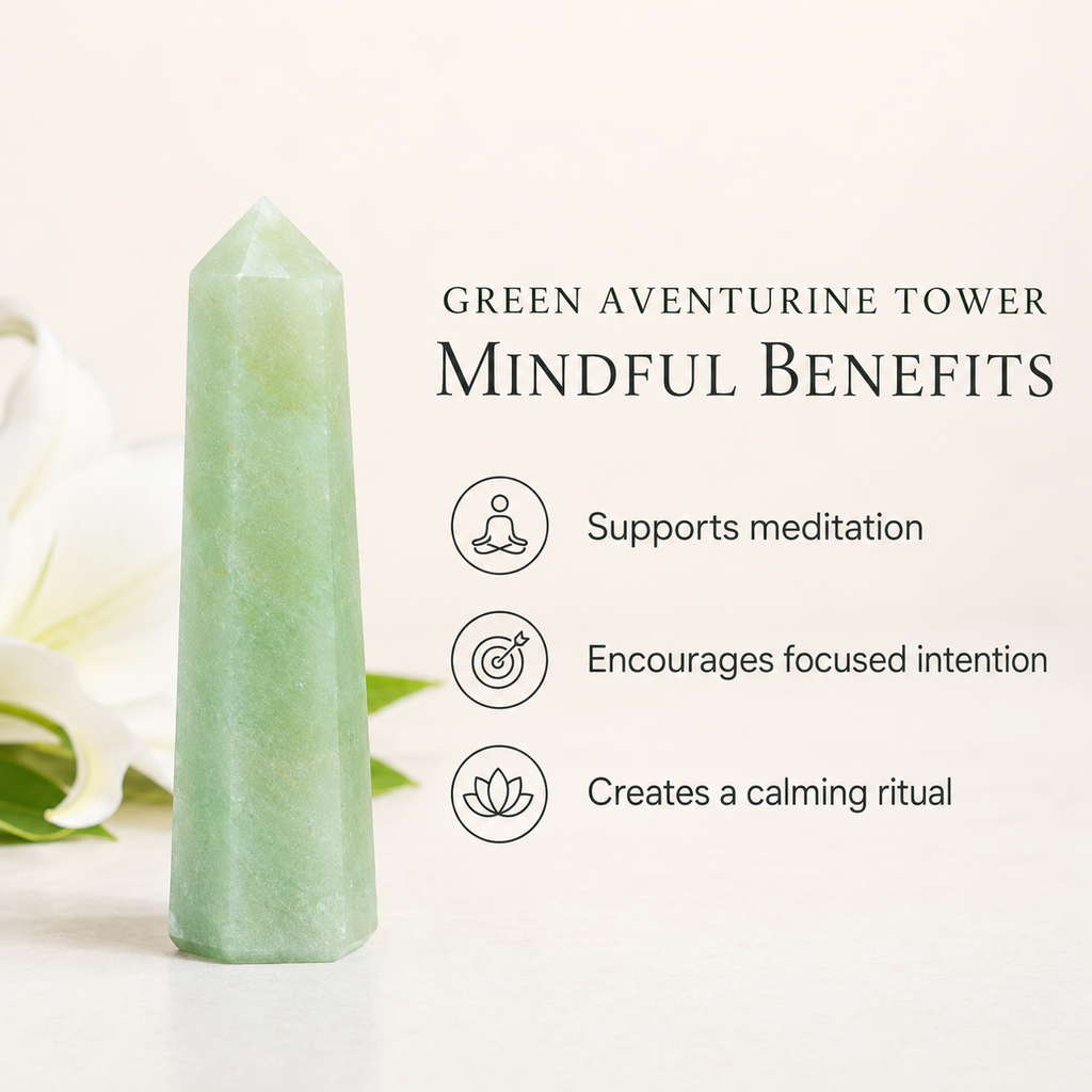 Green Aventurine Tower Point (Leadership and Good Fortune) | Obelisks & Pencils | Wiccan Center