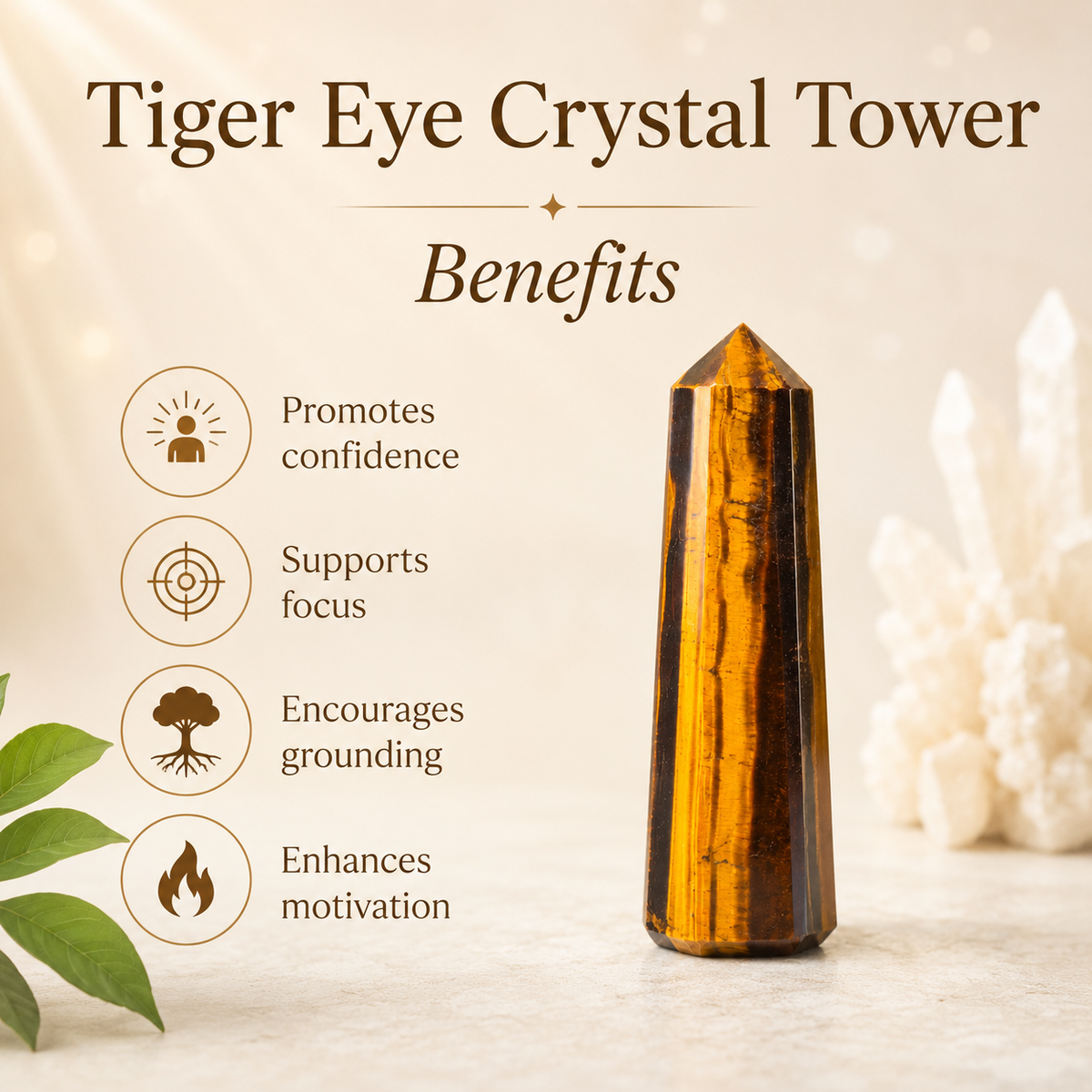 Tiger Eye Tower Point (Focus and Fear) | Obelisks & Pencils | Wiccan Center