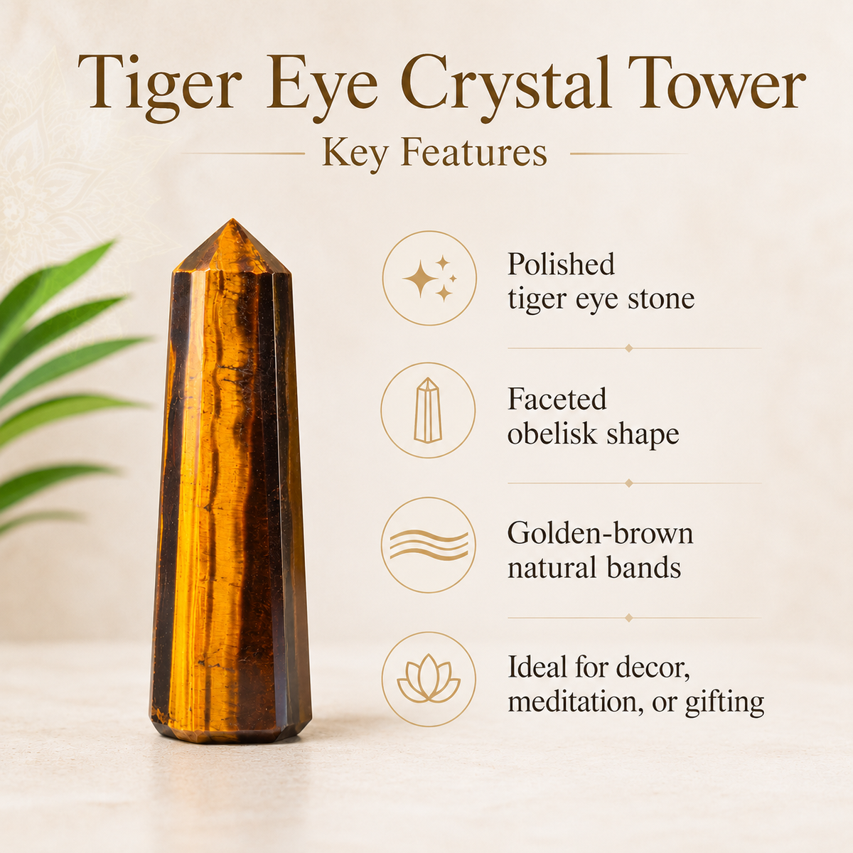 Tiger Eye Tower Point (Focus and Fear) | Obelisks & Pencils | Wiccan Center