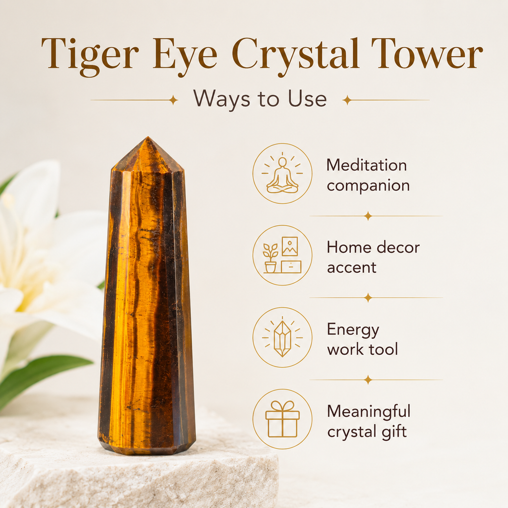 Tiger Eye Tower Point (Focus and Fear) | Obelisks & Pencils | Wiccan Center
