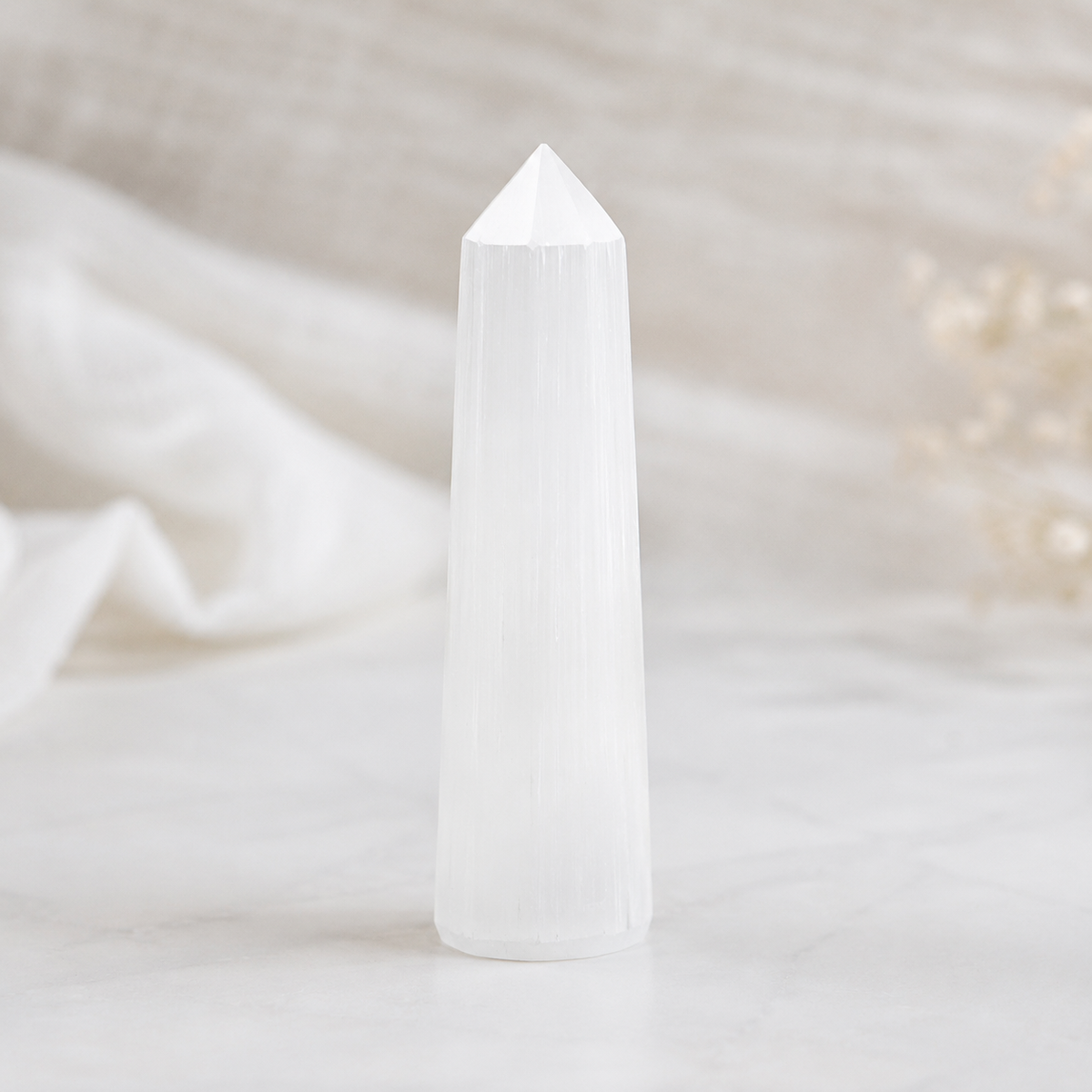 Selenite Tower Point (Insight and Flexibility)