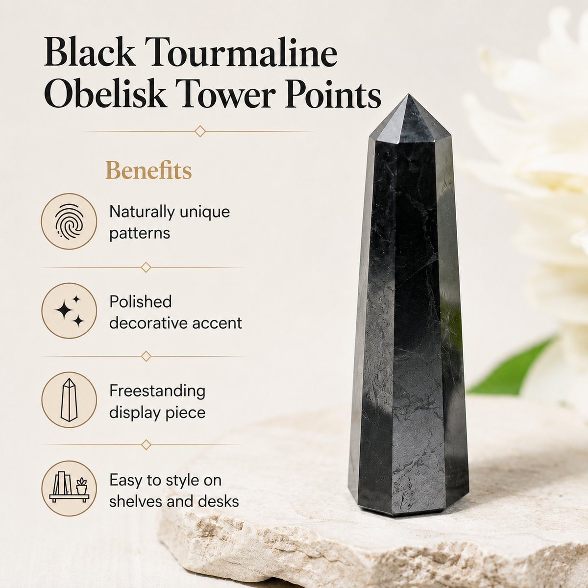 Black Tourmaline Tower Point (Balance and Security)