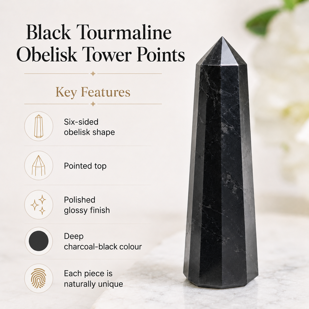 Black Tourmaline Tower Point (Balance and Security)