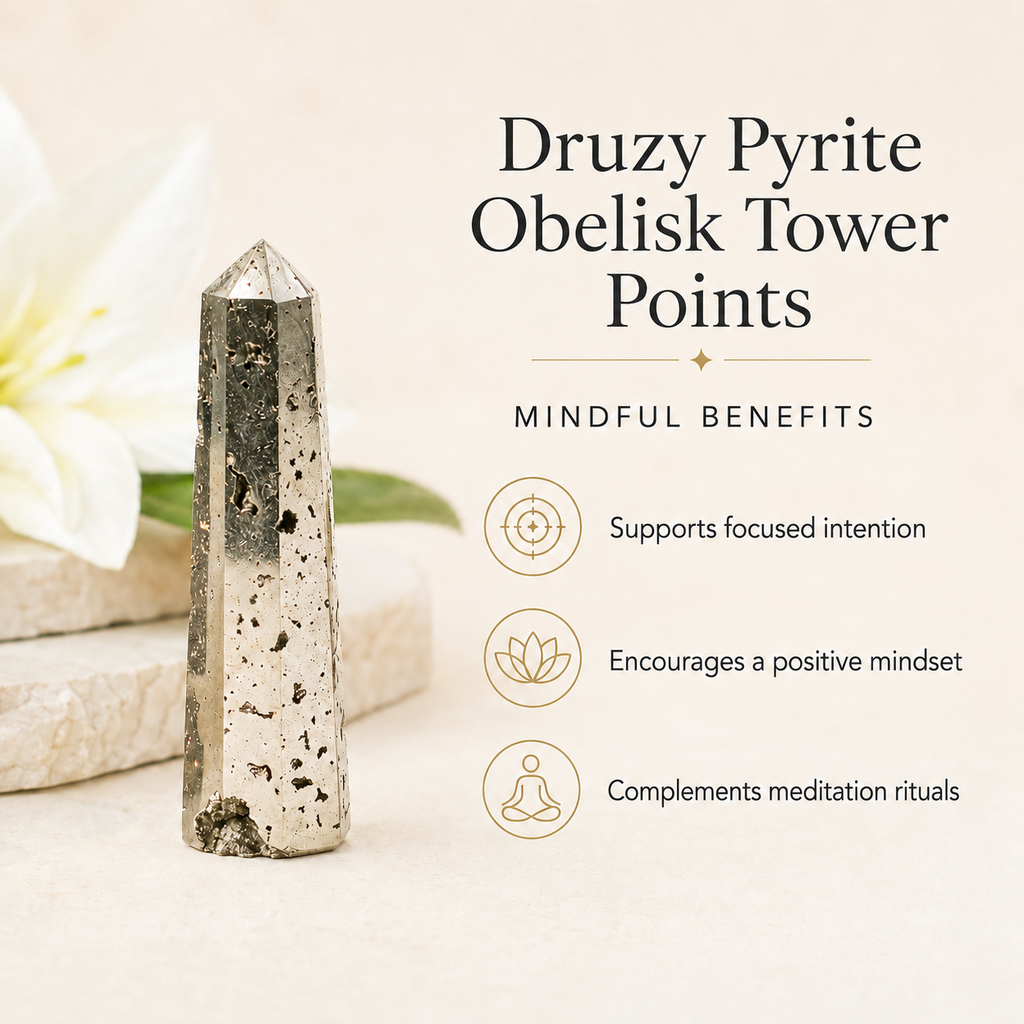 Pyrite Druzy Tower Point (Memory and Wealth)