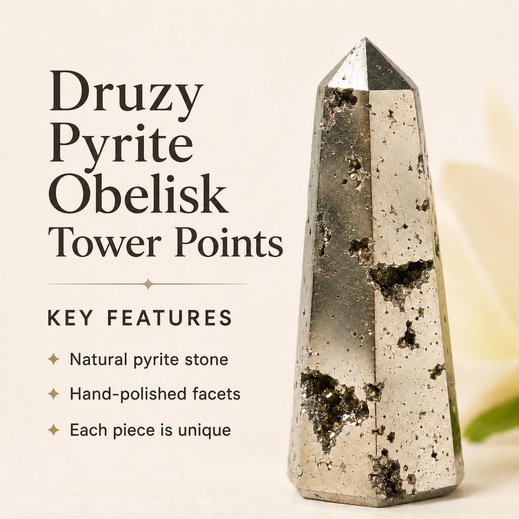 Pyrite Druzy Tower Point (Memory and Wealth)