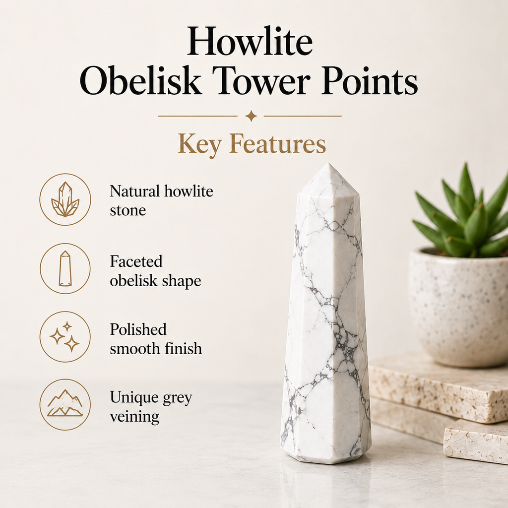 Howlite Tower Point (Knowledge and Communication) | Obelisks & Pencils | Wiccan Center