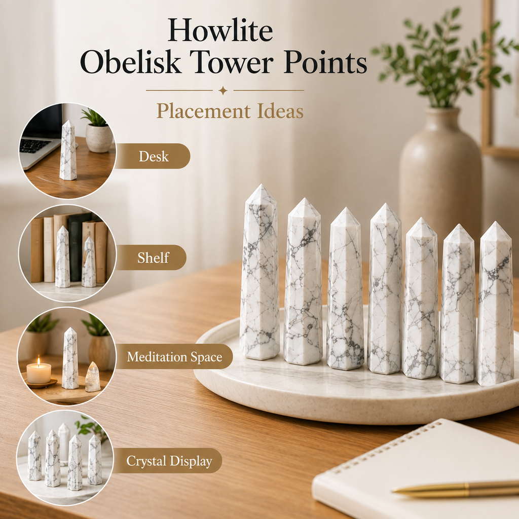 Howlite Tower Point (Knowledge and Communication) | Obelisks & Pencils | Wiccan Center